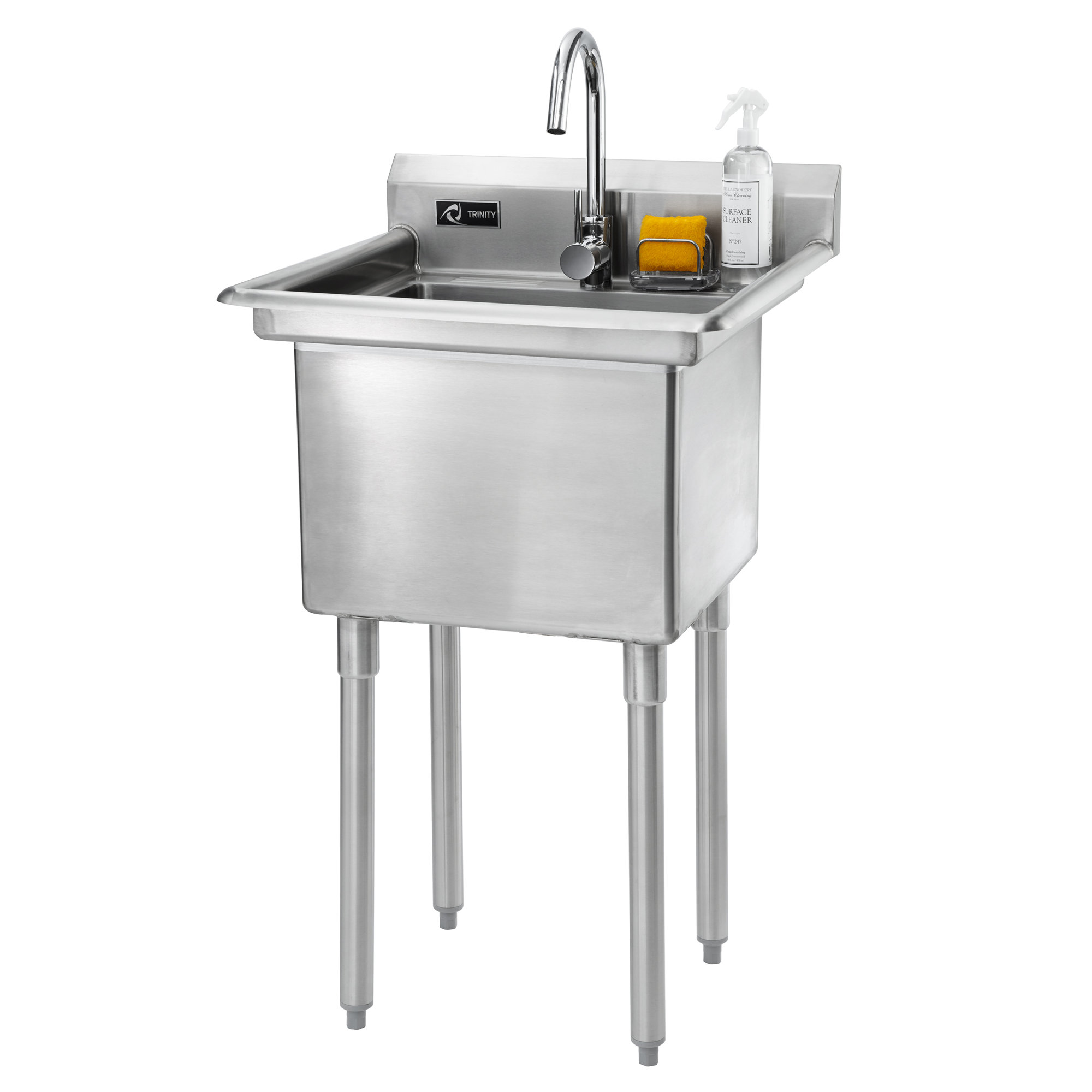 Trinity 23" x 23" Single Stainless Steel Utility Sink with Faucet